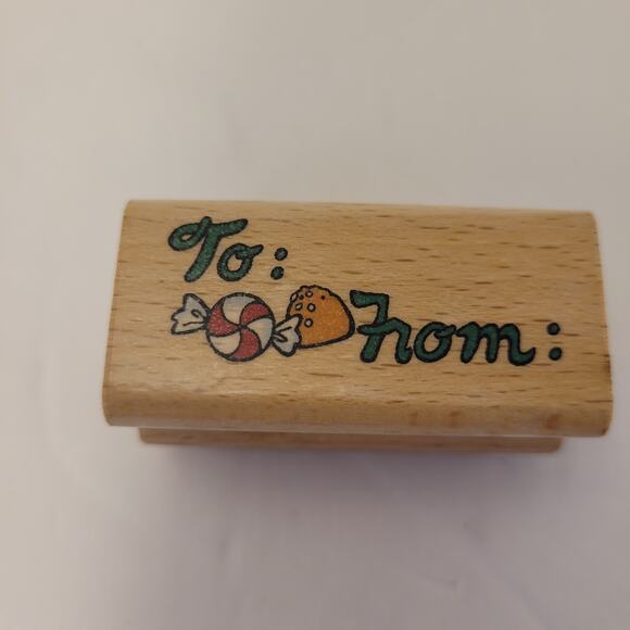 Christmas Lot Of 4 Stamps Wood/Rubber Tree Stocking To/From Pre-Owned - Picture 11 of 13